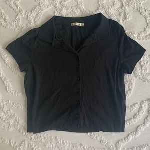 Black Heart Hips Collar T Shirt Buttons Size Medium